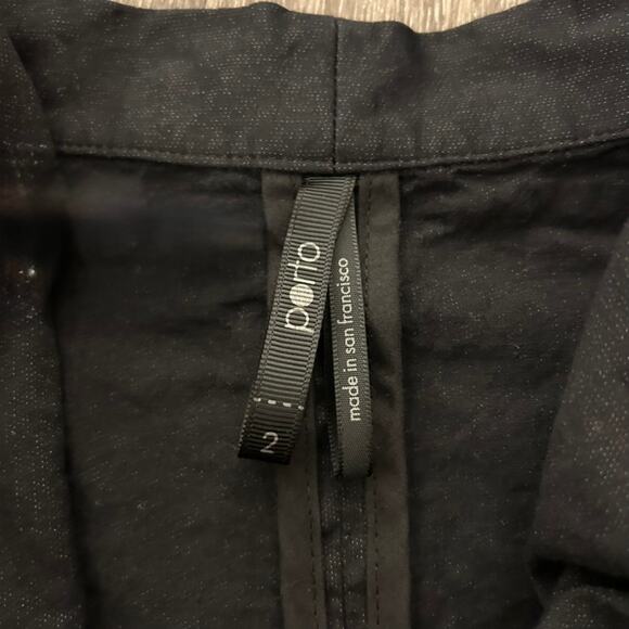 EUC Porto Asymmetric Draped Jacket Charcoal Black Sz 2 Sculptural Modern Blazer - Picture 14 of 14